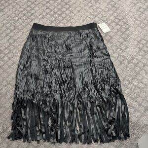 Chic Black Fringe Mini Skirt